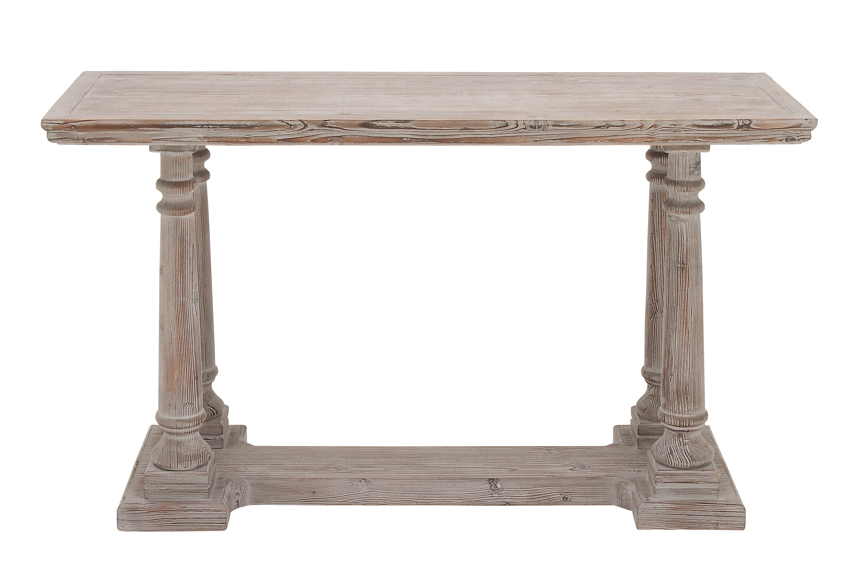 DecMode 52” x 30” Rectangular Textured Beige Wood Console Table with