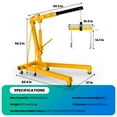 thumbnail image 3 of Hydraulic Lift Hoist, Folding Workshop Crane with Leveler, Yellow Compact Engine Crane, 2 Ton Capacity, 56.2in Height, 37in Width, for Mechanic Shop, Maintenance Area, Mechanical Work, 3 of 9