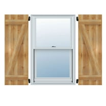 10 3/4"W X 20"H Timbercraft Two 5 3/8" Boards Joined Board-N-Batten Shutters W/Z-Bar, Rough Sawn Western Red Cedar (Per Pair)