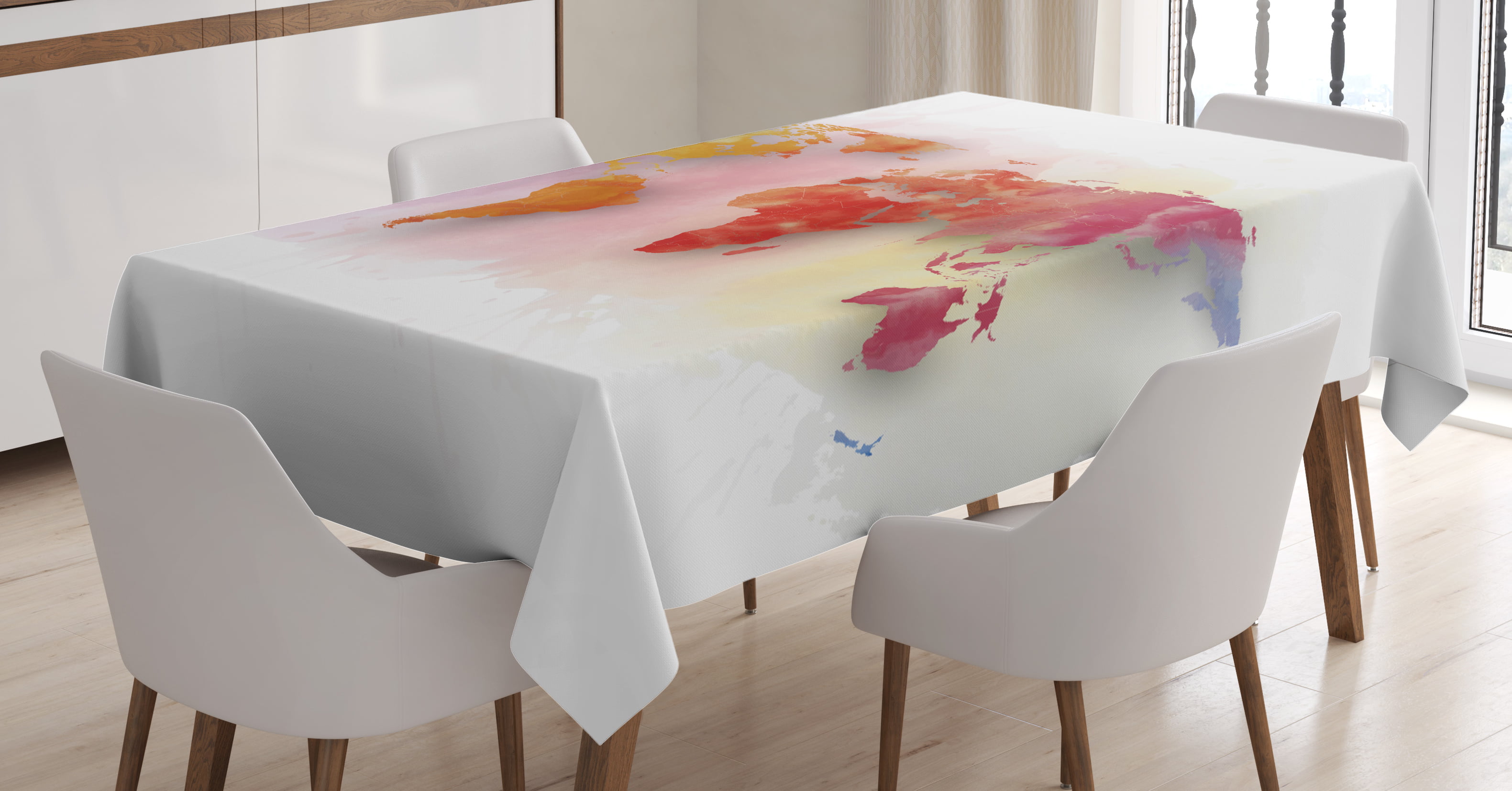 World Map Tablecloth, Watercolor Map of the World with Vibrant Color ...