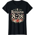 thumbnail image 2 of 100% Cotton Romans 8 28 Bible Verse Flowers Christian Faith Women T-Shirt, 2 of 5