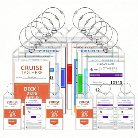 16 Pack Clear Cruise Luggage Tags for Carnival & Seabourn Ships, 7.48" x 3.63" Waterproof Suitcase Tag Holders with Metal Wire Rings, 2026 Cruise Essentials for Travel & Vacation