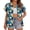 Blue Green Floral, variant on Fantaslook Hawaiian Button Down Shirts for Women Casual Short Sleeve Floral Print Blouses Summer Tops