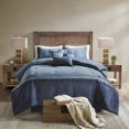thumbnail image 2 of Home Essence Powell 7 Piece Faux Suede Comforter Set, Queen, Dark Navy, 2 of 14