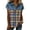*1-Blue, variant on Women's Denim-Look Color Block Henley Top, Ladies' Rolled Cap Sleeve Collared Blouse, Casual V-Neck Plaid Tunic For Women,Multicolor,S-5XL