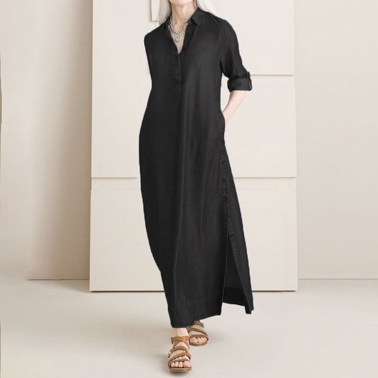 knee length dresses for ladies Plus Size Long Sleeve Maxi Dress – Charming Charlie main image 1