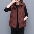 thumbnail image 2 of Sexlip Hooded Quilted Vest for Women Casual Sleeveless Short Jackets Full Zip Stand Neck Puffer Gilet Solid Coats Red M, 2 of 9
