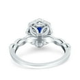 thumbnail image 3 of Halo Oval Art Deco Ring Blue Sapphire CZ 925 Sterling Silver Size 5, 3 of 6