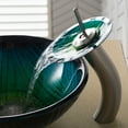 thumbnail image 3 of KRAUS Nature Series Green Glass Bathroom Vessel Sink and Waterfall Faucet Combo Set with Matching Disk and Pop-Up Drain, Satin Nickel Finish, 3 of 8