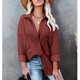 thumbnail image 2 of Blusa de solapa de manga larga con bolsillos Camisa casual con botones para mujer para otoño e invierno, 2 of 6
