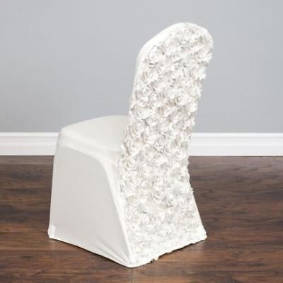Cover Stretch Satin - Satin Rosette Stretch Banquet Chair Cover Ivory