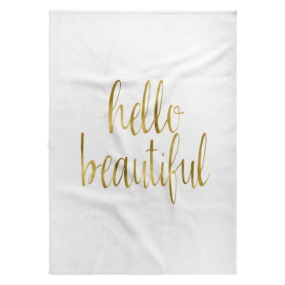 3dRose, Picturing Gold Hello Beautiful, 22x30 Bath Hand Pool Towel