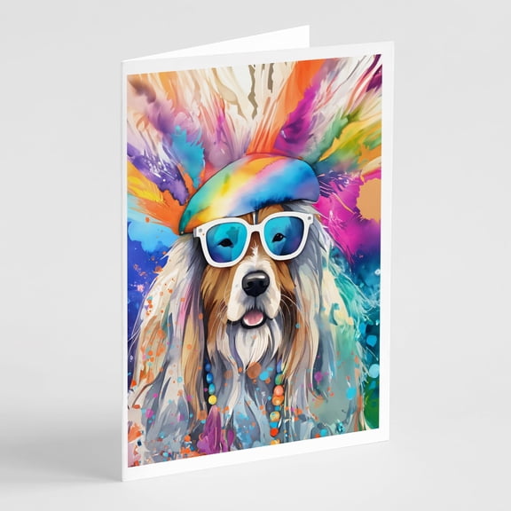 Bearded Collie Hippie Dawg Greeting Cards Pack of 8 7 in x 5 in