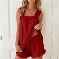 thumbnail image 2 of JFOPQVSM Womens Pajama Set 2 Piece Smocked Sleeve Top and Ruffle Shorts with Pocket Sleepwear Bridal Pj Sets for Party, 2 of 7