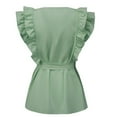thumbnail image 6 of Summer Saving Wycnly Womens Shirts Casual Solid Ruffle Sleeve Tunic Tee Tops with Belt Summer Short Sleeve Crewneck Ladies Plain Tops and Blouses Green s, 6 of 7