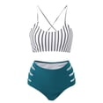 thumbnail image 3 of Women High Waisted Bathing Suit Racerback Bikini Swimsuits Womens Bathing Suits Bikini Long Tops Womens Swim Shorts Set Board Shorts for Women Swim 3 Romper Swimsuits for Women plus Size Swimsuit, 3 of 4