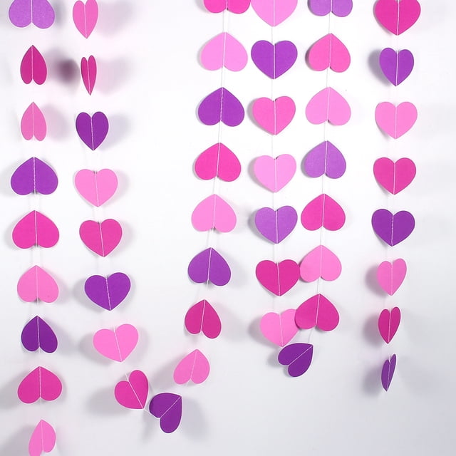 Guirnalda de papel colgante de 4M, cadena para boda, fiesta de cumpleaños, artesanía de Navidad, bricolaje (rosa, rojo, rosa y morado)