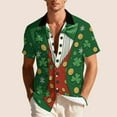 thumbnail image 6 of VBTAPA Men's St. Patrick's Day Shirts Funny 3D Print Short Sleeve Button Down Shirt Stylish Casual Hawaiian Shirts Green XXXL, 6 of 9