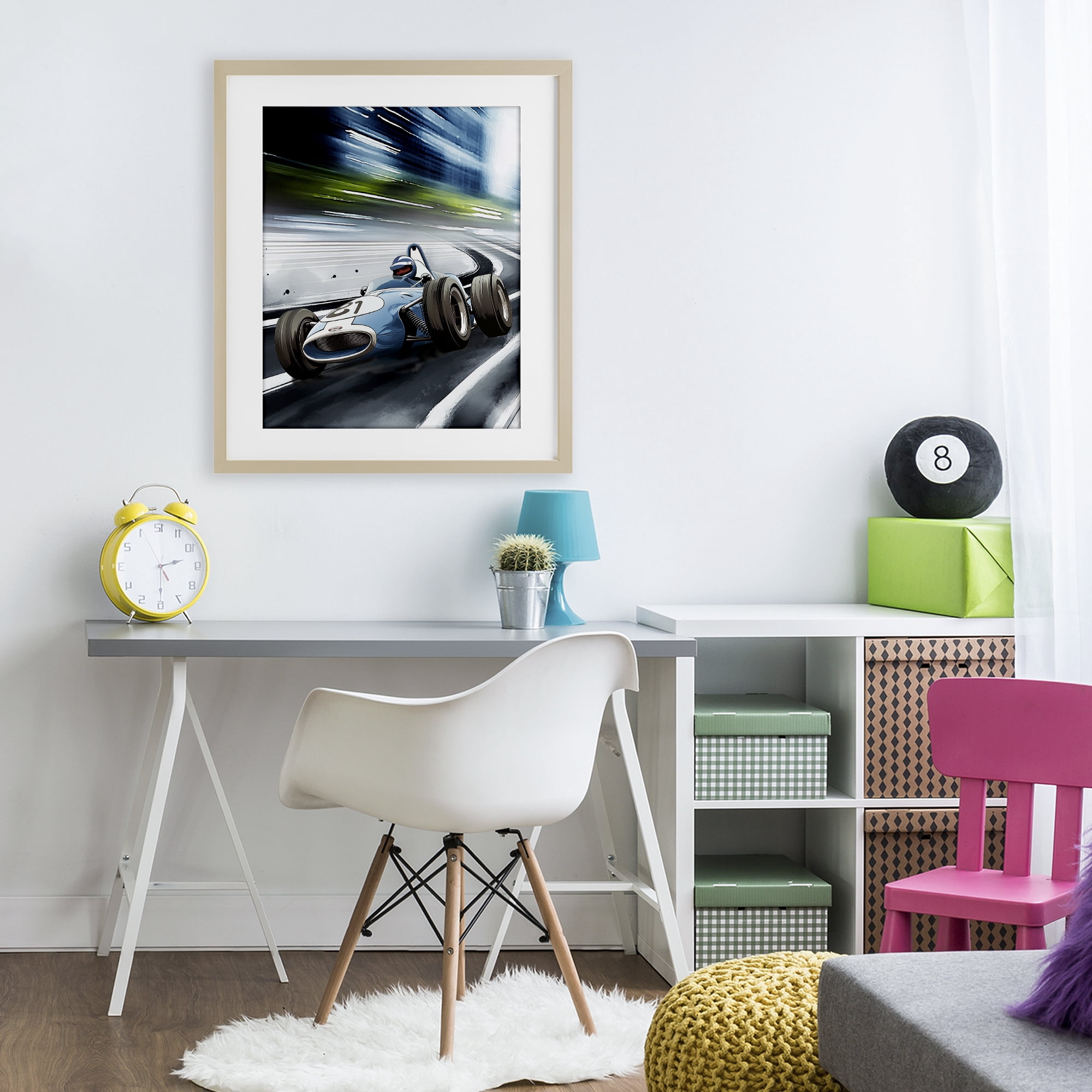 Stupell Industries Speeding Racecar Driver Birch Framed Print Under Glass, design by Christine Simpson Art