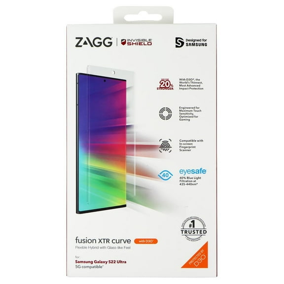 ZAGG InvisibleShield Fusion XTR Curve Screen Protector for Galaxy S22 Ultra