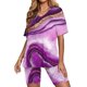 thumbnail image 4 of ICHUANYI Clearance Women's Summer Short Sleeve V-neck Tops Shorts Comfortable Homewear Two-piece Suit Sets(Purple, XXL) ICHUANYI WER2023081116004, 4 of 7