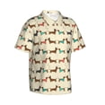 thumbnail image 2 of Balery Dachshund Dog Print Men's Hawaiian Shirts Short Sleeve Beach Shirt Relaxed Fit Vacation Button Down Shirts-Small, 2 of 9