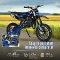 thumbnail image 6 of 49cc Kids Dirt Bike, 2-Stroke Gas Powered Mini Motorcycle with Front & Rear Disc Brakes, 10" Off-Road Tires, Pull Start, Shock Absorption, Soft Seat Cushion, Blue, 6 of 8
