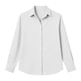 thumbnail image 5 of Women's Long Sleeve Shirts Dqueduo Women's Solid Collared Long Sleeve Casual Blouse Chiffon Shirt White XL, 5 of 7