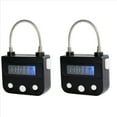 thumbnail image 1 of 2X Metal Timer Lock USB LCD Display Metal Electronic Rechargeable Timer Multi-Function Padlock Black,2 x Time lock,Black, 1 of 8