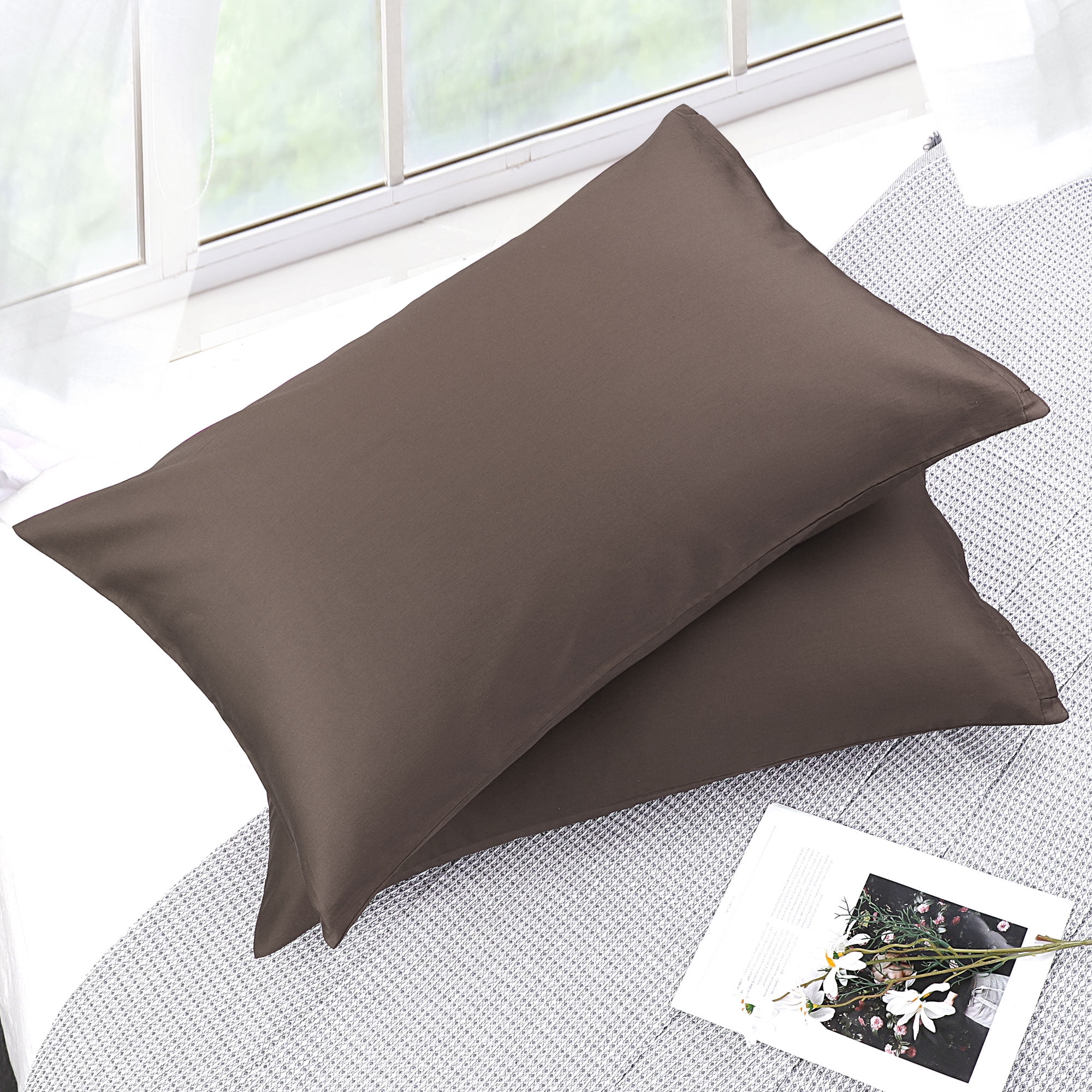 Unique Bargains Breathable Zipper Closure Cotton Pillowcases 2 Pcs Beaver King