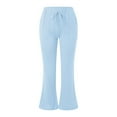thumbnail image 3 of yunLCZ Pants for Women High Waisted Women's Fashionable Casual Cotton And Linen Pocket Waist Slim Bell Bottom Trousers, 3 of 3