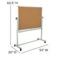 thumbnail image 4 of Flash Furniture HERCULES Series 53"W x 62.5"H Reversible Mobile Cork Bulletin Board and White Board with Pen Tray, 4 of 16