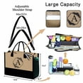 TINGN Initial Jute Beach Travel Tote Bag with Zipper Adjustable Strap