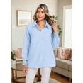 thumbnail image 6 of Airmenty Women's Button Down Shirts Long Sleeve Smocked Cuffed Striped Work Blouses Tops with Pocket Shirred, 6 of 8
