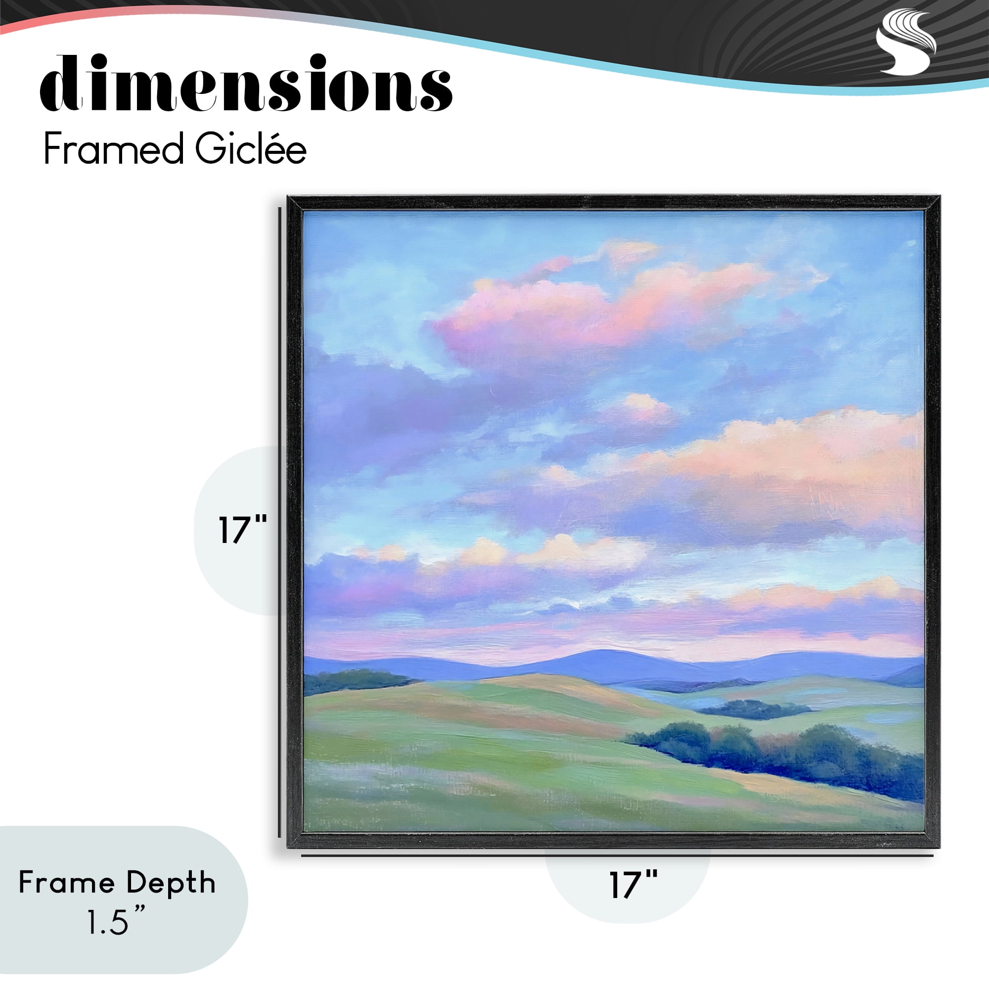 Stupell Industries Rolling Hills with Soft Sunset Black Framed Giclee Art, design by Creative Studio