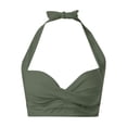 thumbnail image 4 of Crisscross Front Halter Bikini Top with Push-Up Lift and Soft Padding, Awesome For Beach Vacations Pool Parties Army Green L, 4 of 5