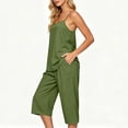 thumbnail image 6 of VBVC Women's 2 Piece Cropped Loungewear Set,Adjustable Strap Cami Top and Capri Pants for Women,Ladies Casual Summer Home Vacation Outfit with Pockets,Army Green,S-2XL, 6 of 9