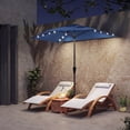 thumbnail image 2 of Outsunny 9ft Half Patio Umbrella Outdoor with Solar LED Lights, Navy Blue, 2 of 10