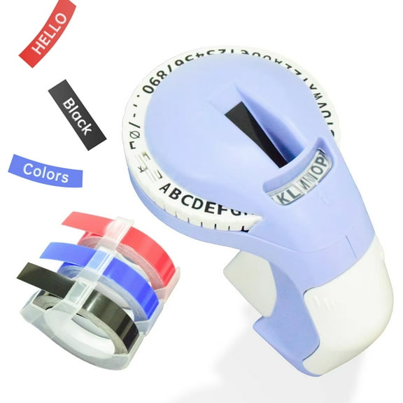 Embossing Label Maker with 3 Tapes 9mm Portable Manual Vintage Label Writer Old School Handheld Embossed Label Maker Printer for Office Home Organization DIY Journal Decor