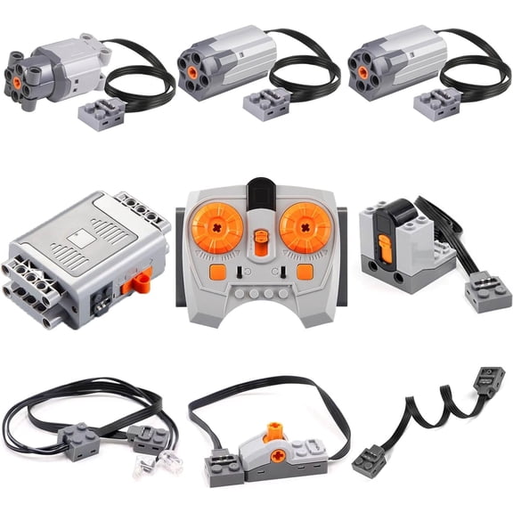 9-in-1 Motor Kit Compatible with Lego: Power Technic Remote Control Set with Battery Box, Engine Parts, Motor Controller, Steering Servo, Gears, Building Blocks