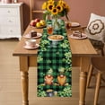 thumbnail image 2 of St. Patrick's Day Table Runner - 120 Inch Long Cute Gnomes Lucky Shamrocks Green Black Plaid Cotton and Linen Blended Dress Scarves Farmhouse Table Runner for Kitchen Dining, Coffee Table, 13" x 120", 2 of 8