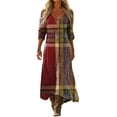 thumbnail image 2 of Heisall Robe Maxi Bohème à Smocks à Manches Longues pour Femme, Été, Décontractée, Ample, Florale, Plage, Vacances, avec Poches, 2 of 4