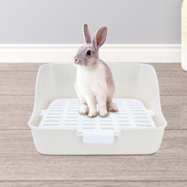 Caja de arena para conejos y mascotas herramienta de limpieza para entrenamiento de Inodoro orinal para interiores Gris 11x11x8in Colco Inodoro con bandeja de arena