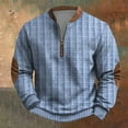 thumbnail image 2 of Men's Knit Zipper Sweater Long Sleeve Printed Collarless Pullover Top Trendy Long Sleeve Shirts for Men Pullover Sweatshirts Soft Comfy Sweatshirt, 2 of 3