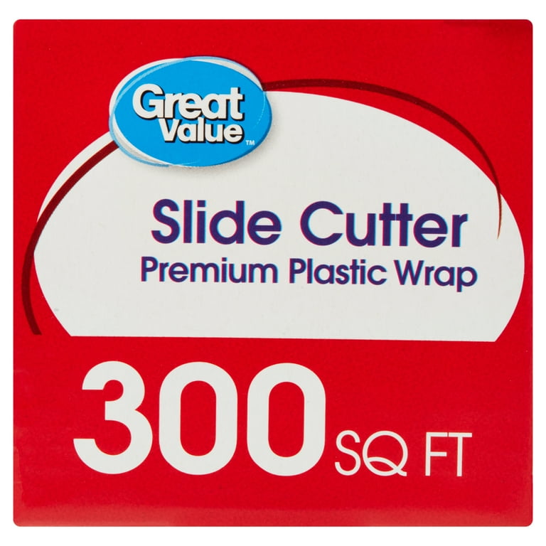 Great Value Slide Cutter Clear Premium Plastic Wrap, 300 Sq, 56 OFF