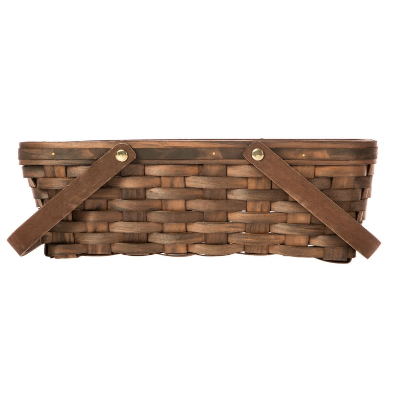 Mainstays Woodchip Storage Basket with Handles, Dark Brown