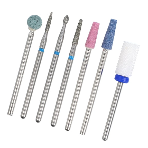 Vocoste 7 Pcs Emery Nail Drill Bits Set for Acrylic Nails 3/32 inch Nail Art Tools 40mm Length Colorful
