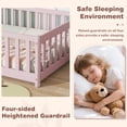thumbnail image 3 of PORKISS Twin Floor Bed with Guardrails, Pink Wood Montessori Floor Bed Frame with Slats, Low Bed Frame for Kids Room, Open Entry Design, No Box Spring Needed, 3 of 10