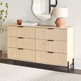 thumbnail image 3 of Miekor Furniture Mid-Century 6-Drawer Dresser with Reeded Drawer Fronts, Coastal Oak BS7682, 3 of 6