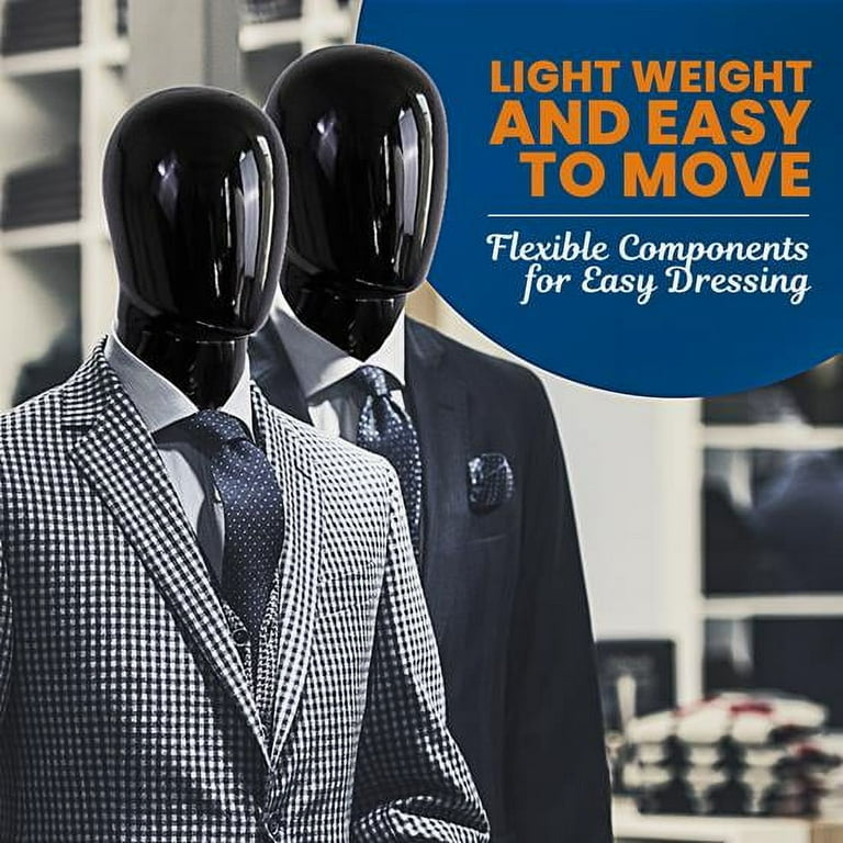 Male Mannequin Torso Adjustable Height and Detachable Arms Dress Form Display with Metal Stand Glossy Black for Sweaters T Shirts Jackets Polo Tux Suit Walmart